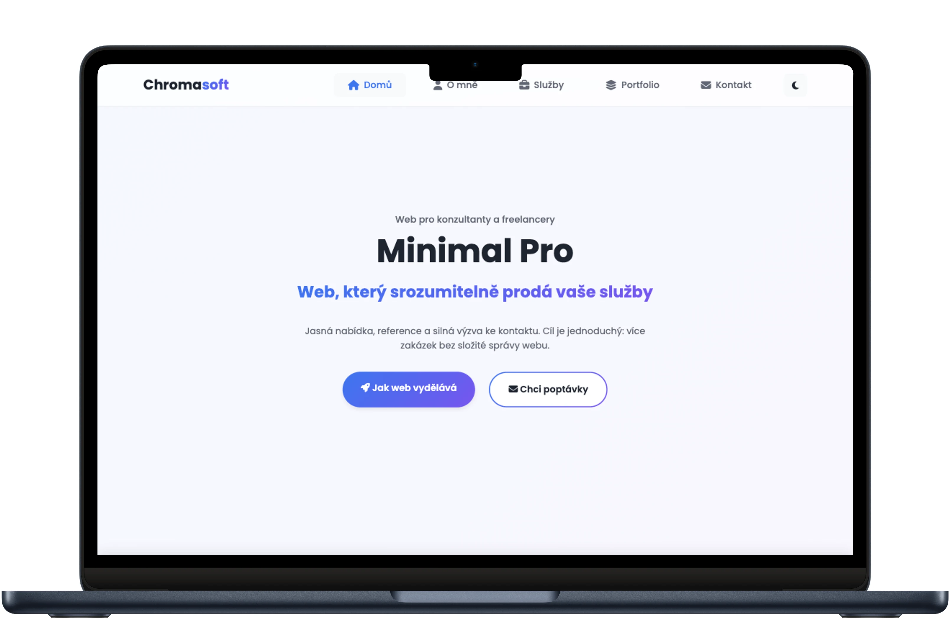 Minimal Pro šablona – náhled na notebooku, tabletu a mobilu